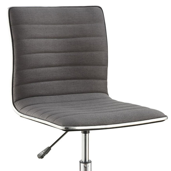 English Elm Grey Modern Armless Office Chair with Chrome Base, Square Seams, Swivel Tilt & Height Adjustable Comfort B062P153799