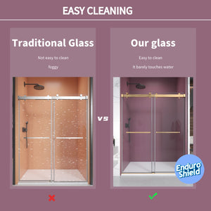 English Elm 62'' Frameless Double Sliding Shower Door Clear Tempered Glass Chrome Hardware Spa Bath B133P156466