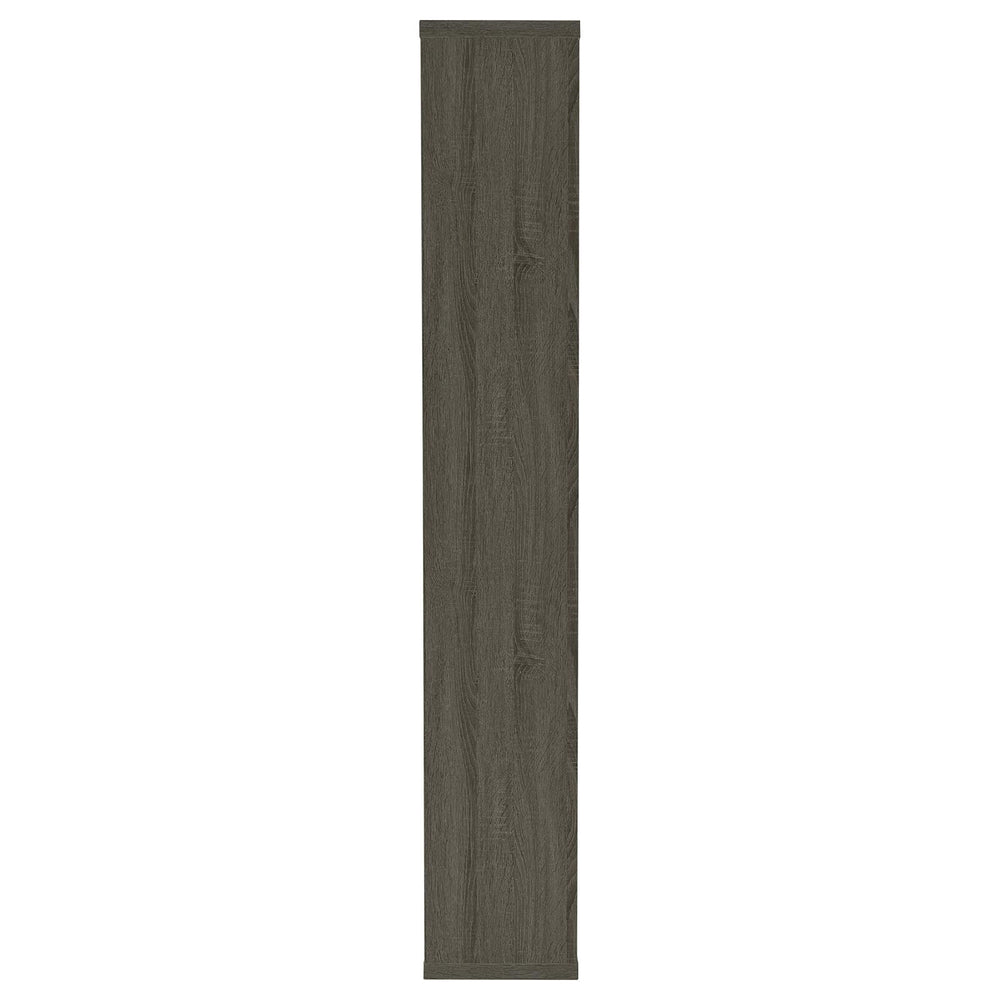 English Elm Weathered Geometric 10-Shelf Open-Back Bookcase with Mixed White Cappuccino Finish, 70.75" H B062P153821