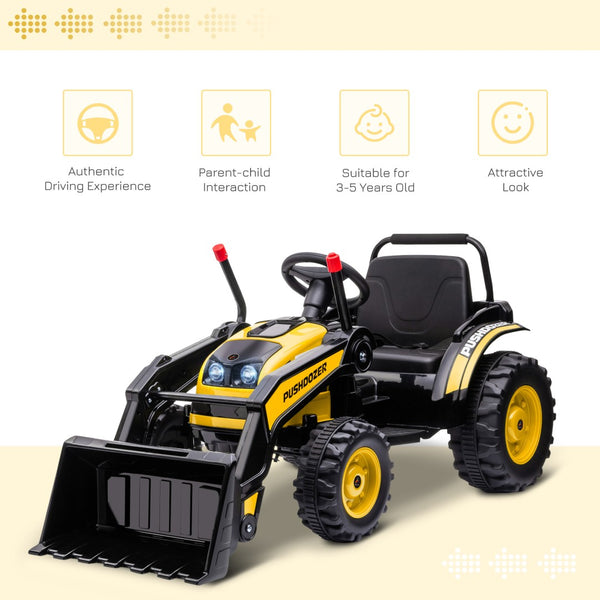 English Elm 6v Kids Electric Ride on Excavator with Adjustable Bucket Realistic Sounds Headlights W2225P155642