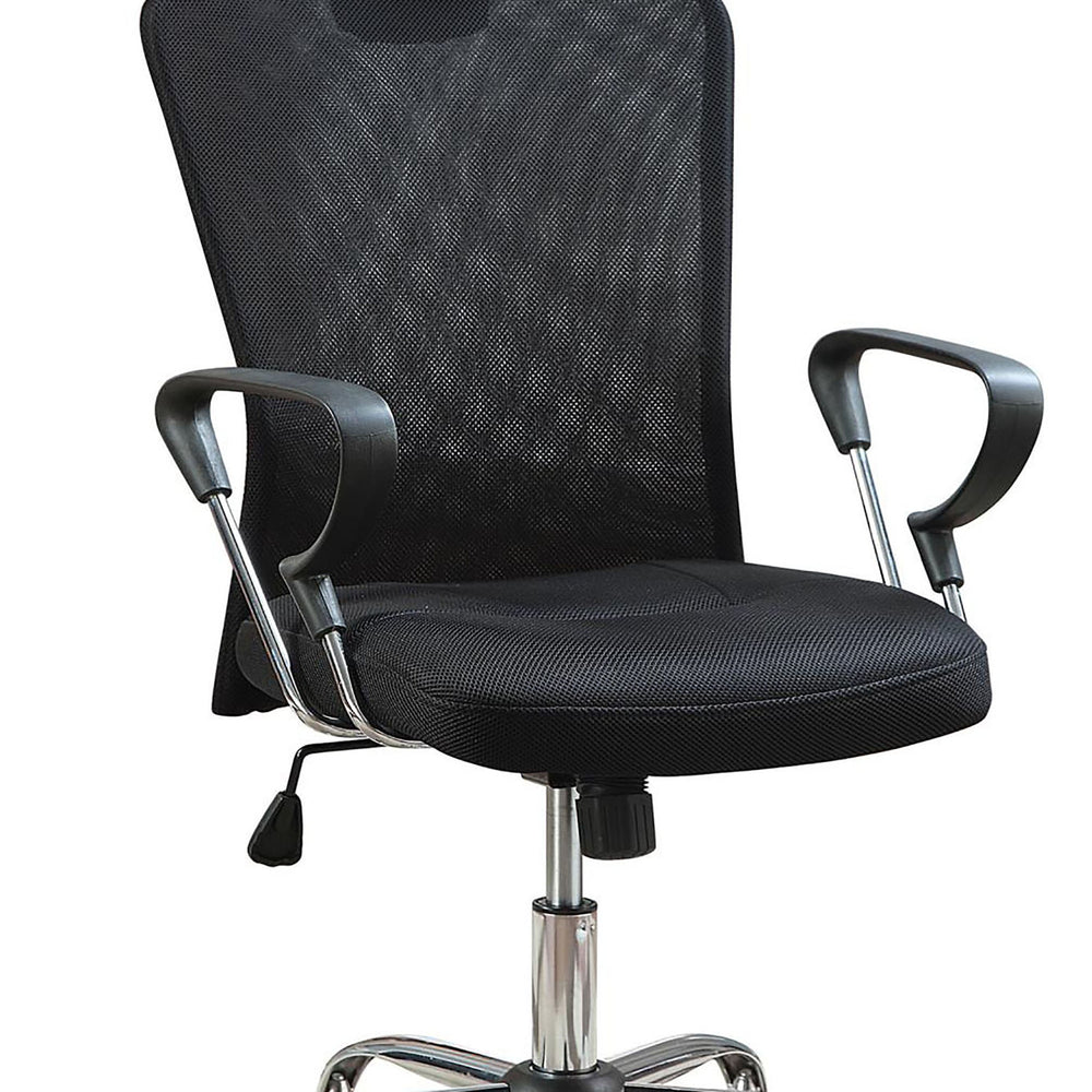 English Elm Black Height Adjustable Office Chair With Chrome Accents, Ergonomic Support & Smooth Casters B062P153801