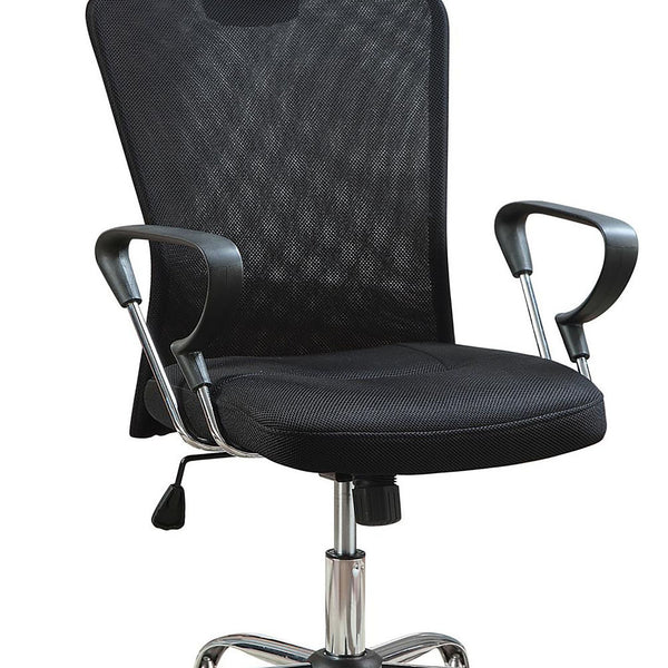 English Elm Black Height Adjustable Office Chair With Chrome Accents, Ergonomic Support & Smooth Casters B062P153801