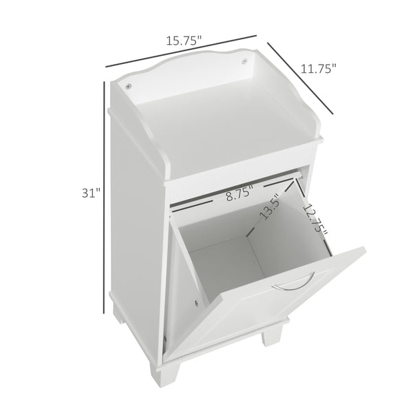 English Elm 31" Tilt Out Laundry Hamper Floor Cabinet with Pull-Out Basket, White Bathroom Organizer, 66 lb Capacity, Space-Saving Design W2225P155593