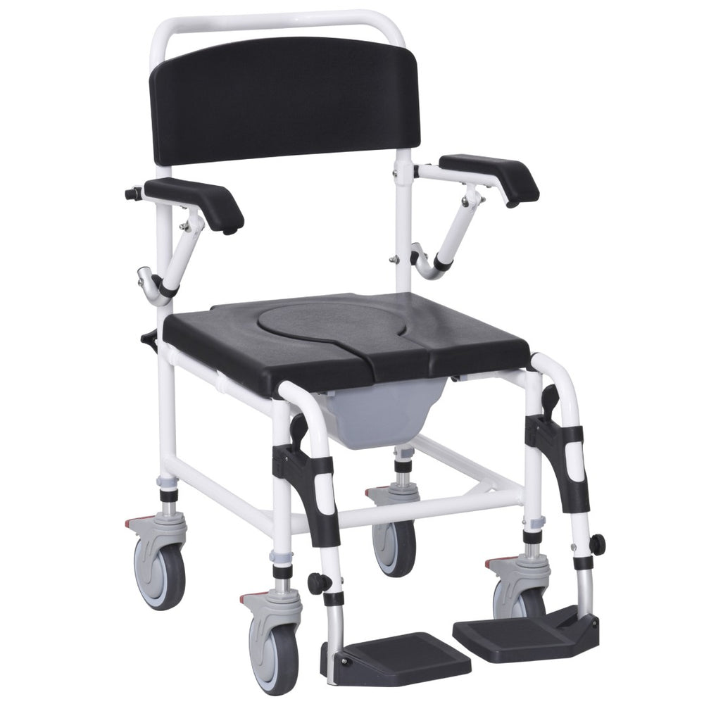 English Elm Accessibility Rolling Shower Commode Chair Aluminum Frame Waterproof Pu Padded Seat W2225P155599