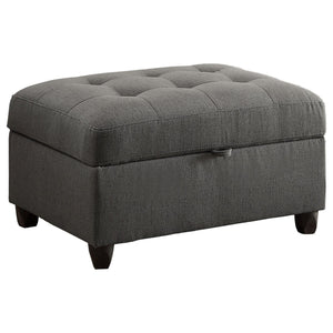English Elm Grey Tufted Storage Ottoman with Hidden Interior, Linen-Look Upholstery, Black Legs, 33"W x 25"D x 19.5"H B062P153816