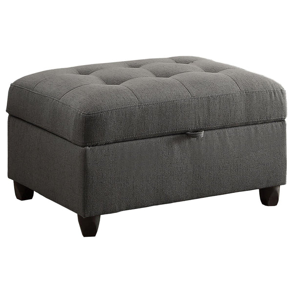 English Elm Grey Tufted Storage Ottoman with Hidden Interior, Linen-Look Upholstery, Black Legs, 33"W x 25"D x 19.5"H B062P153816