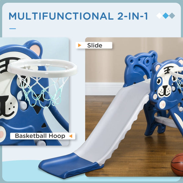 English Elm 2 in 1 Toddler Indoor Slide with Basketball Hoop Pe Plastic Safe Active Play W2225P155616