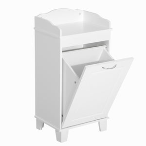English Elm 31" Tilt Out Laundry Hamper Floor Cabinet with Pull-Out Basket, White Bathroom Organizer, 66 lb Capacity, Space-Saving Design W2225P155593