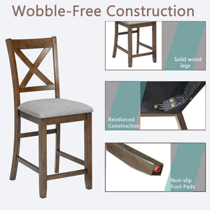 English Elm Counter Height Chairs Set Of 4 - Stylish Barstools With Padded Seats For Dining Room & Kitchen W1998126383