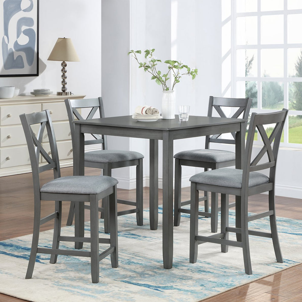English Elm Counter Height Chairs Set Of 4 - Stylish Gray Barstools With Padded Seats For Dining & Comfort W1998126382