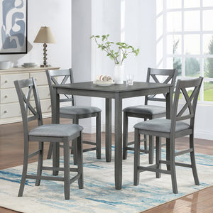 English Elm Counter Height Chairs Set Of 4 - Stylish Gray Barstools With Padded Seats For Dining & Comfort W1998126382