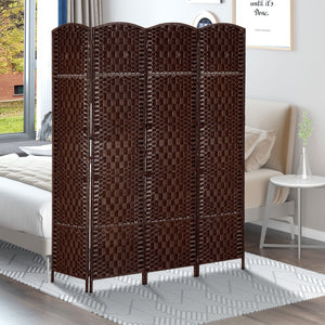 English Elm 6' Tall Wicker Weave 4 Panel Room Divider - Elegant Privacy Screen For Home & Office Spaces W2225P155592