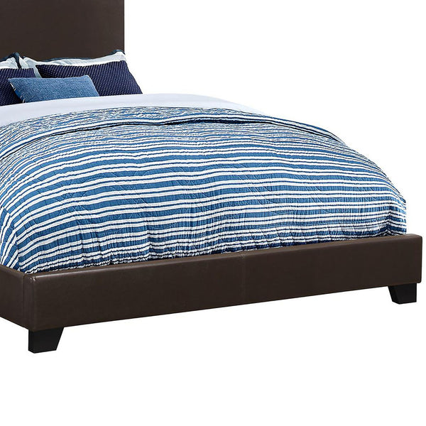 English Elm Brown Faux Leather Queen Panel Bed with Upholstered Headboard, Modern Brown Finish, Durable PU Blend Upholstery for Stylish Bedroom Comfort and Easy Care B062P153564