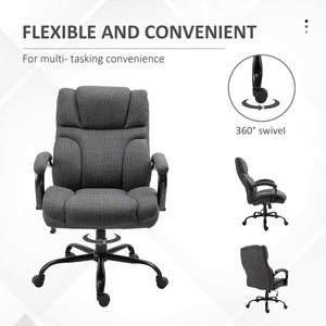 English Elm 500lbs Big and Tall Office Chair Wide Seat Ergonomic Executive Computer Chair Linen Grey, Heavy-Duty Comfort and Adjustable Tilt for Long Workdays W2225P155595