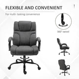 English Elm 500Lbs Big and Tall Office Chair With Wide Seat, Ergonomic Executive Computer Chair With Adjustable Height, Swivel Wheels and Linen Finish, Dark Grey