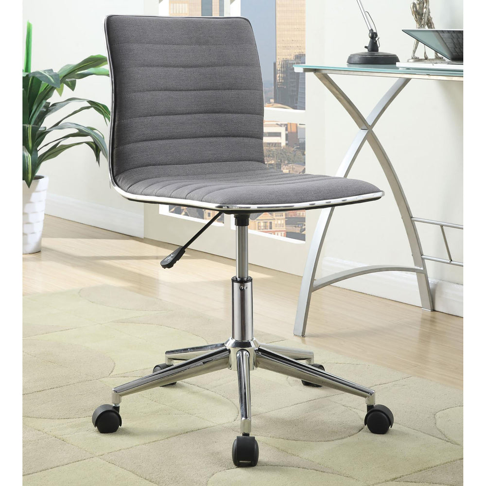 English Elm Grey Modern Armless Office Chair with Chrome Base, Square Seams, Swivel Tilt & Height Adjustable Comfort B062P153799