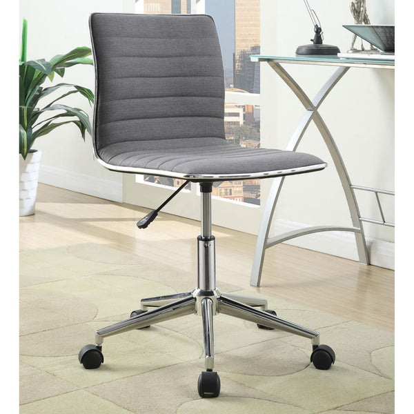 English Elm Grey Modern Armless Office Chair with Chrome Base, Square Seams, Swivel Tilt & Height Adjustable Comfort B062P153799