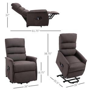 English Elm Electric Power Lift Recliner Chair with Remote Control, Linen-Feel Upholstery, Pocketed Comfort Brown W2225P155577