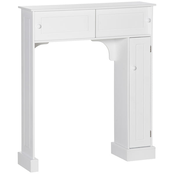 English Elm Over Over the Toilet Bathroom Cabinet with Adjustable Shelves, Sliding Doors, Anti-Tip Design, White W2225P155576
