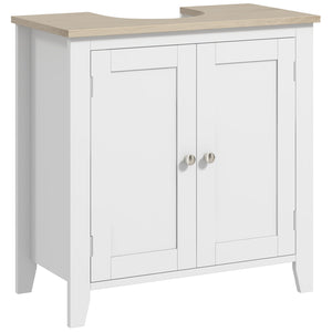 English Elm Kleankin Compact Pedestal Sink Storage Cabinet With Adjustable Shelf – Stylish White Bathroom Vanity W2225P155581