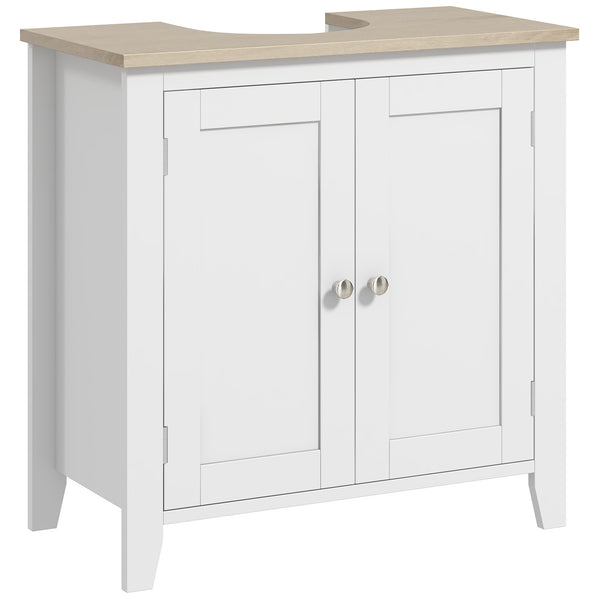 English Elm Kleankin Compact Pedestal Sink Storage Cabinet With Adjustable Shelf – Stylish White Bathroom Vanity W2225P155581