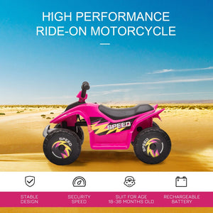 English Elm 6v Kids Battery Powered Toddler Atv Quad Ride on with Steel Frame Forward Reverse Pink W2225P155633
