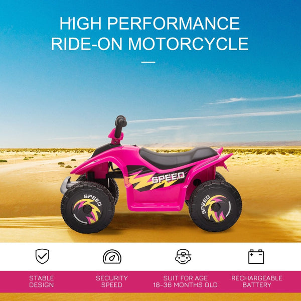 English Elm 6v Kids Battery Powered Toddler Atv Quad Ride on with Steel Frame Forward Reverse Pink W2225P155633