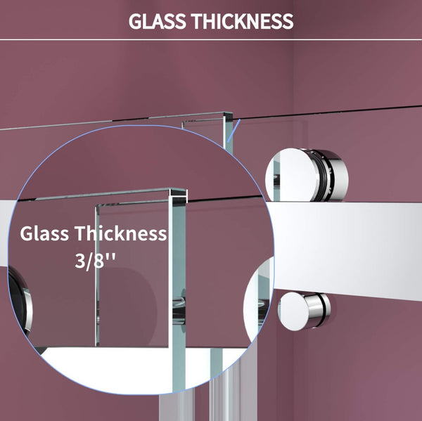 English Elm 62'' Frameless Double Sliding Shower Door Clear Tempered Glass Chrome Hardware Spa Bath B133P156466