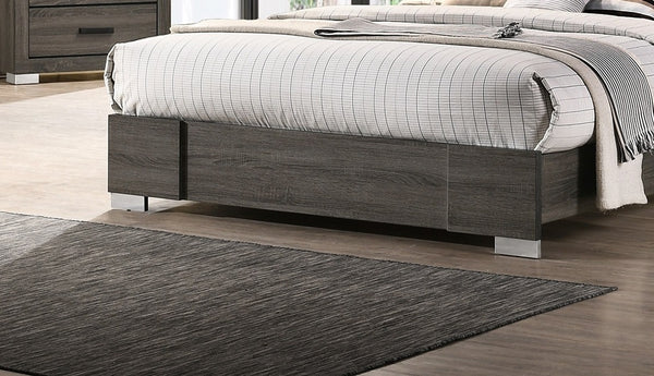 English Elm Contemporary Chic Grey Finish Queen Bed with Sculpted Headboard, Modern Designer Frame for Stylish Bedrooms Gray 35 L x 7 W x 67 H B011P155467