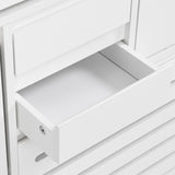 English Elm Multi-Functional Tipping Bucket Shoe Cabinet With Wall Cabinet, Space-Saving Design Foyer Cabinet With 2 Flip Drawers, Versatile Side Cabinet For Hallway, White