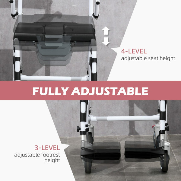 English Elm Accessibility Rolling Shower Commode Chair Aluminum Frame Waterproof Pu Padded Seat W2225P155599