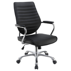 English Elm Black Height Adjustable Swivel Office Chair – Sleek Chrome Accents, Ergonomic Comfort & Modern Style B062P153797