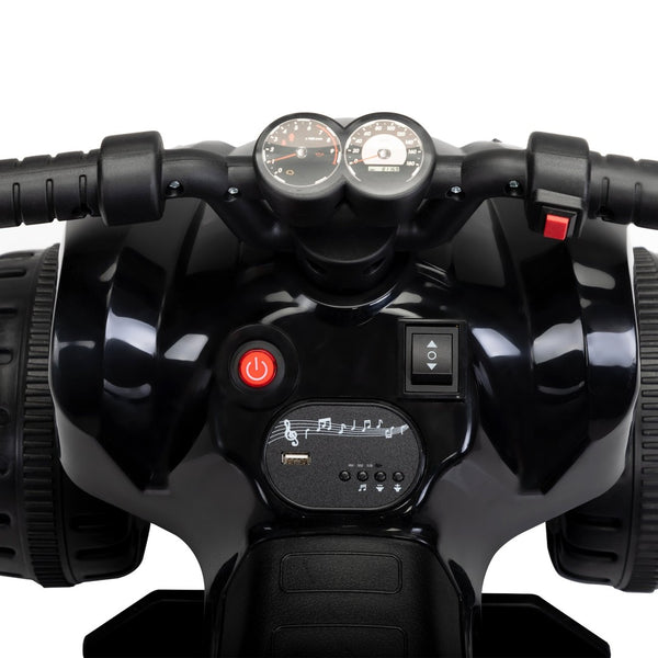 English Elm Kids Battery Powered Ride on Atv Quad with Led Fog Spray and Engine Sounds Black W2181P155600