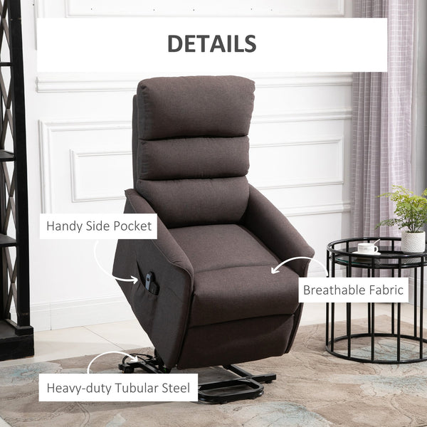 English Elm Electric Power Lift Recliner Chair with Remote Control, Linen-Feel Upholstery, Pocketed Comfort Brown W2225P155577