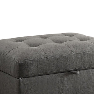 English Elm Grey Tufted Storage Ottoman with Hidden Interior, Linen-Look Upholstery, Black Legs, 33"W x 25"D x 19.5"H B062P153816