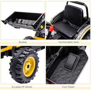 English Elm 6v Kids Electric Ride on Excavator with Adjustable Bucket Realistic Sounds Headlights W2225P155642