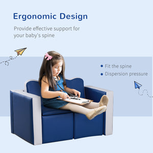 English Elm Kids 2-In-1 Sofa Set - Multi-Functional Toddler Table And Chair With Hidden Storage, Soft Blue Comfort W2225P155606