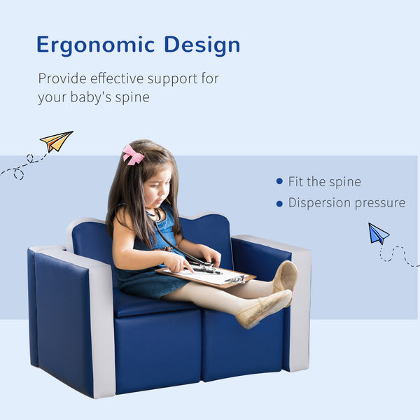 English Elm Kids 2-In-1 Sofa Set - Multi-Functional Toddler Table And Chair With Hidden Storage, Soft Blue Comfort W2225P155606