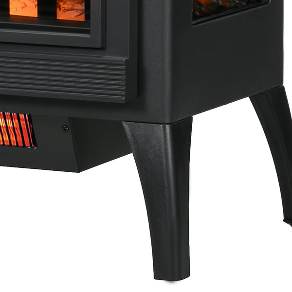 English Elm 24" Electric Fireplace Stove with Realistic Flame & Log Ember Bed, 1000/1500W Heater, Cozy Safety Features W2225P155580