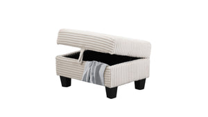 English Elm Modern Corduroy Sectional Sofa with Storage Ottoman, Drop-Down Tray, Plush Pillows, Wood Frame Elegance Cream B009S01291