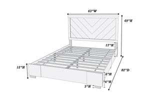 English Elm Contemporary Chic Grey Finish Queen Bed with Sculpted Headboard, Modern Designer Frame for Stylish Bedrooms Gray 35 L x 7 W x 67 H B011P155467
