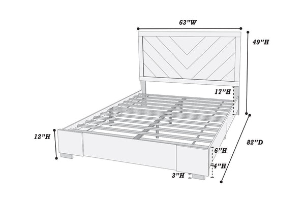 English Elm Contemporary Chic Grey Finish Queen Bed with Sculpted Headboard, Modern Designer Frame for Stylish Bedrooms Gray 35 L x 7 W x 67 H B011P155467