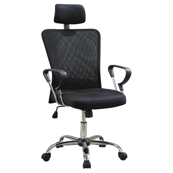 English Elm Black Height Adjustable Office Chair With Chrome Accents, Ergonomic Support & Smooth Casters B062P153801