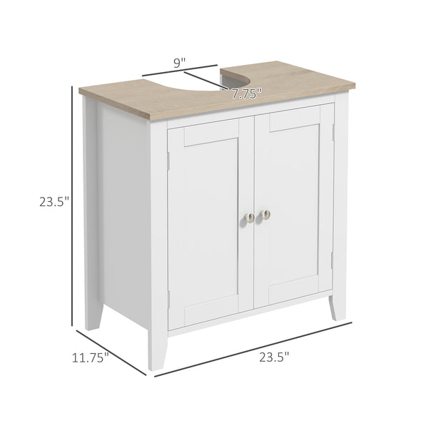 English Elm Kleankin Compact Pedestal Sink Storage Cabinet With Adjustable Shelf – Stylish White Bathroom Vanity W2225P155581
