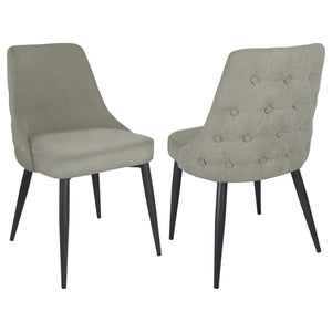 English Elm Light Grey Tufted Dining Chair Set of 2 — Plush Foam Seats, Button Tufting, Gunmetal Legs, Modern Elegance B062P153840