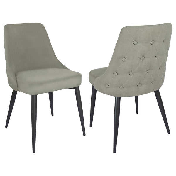 English Elm Light Grey Tufted Dining Chair Set of 2 — Plush Foam Seats, Button Tufting, Gunmetal Legs, Modern Elegance B062P153840