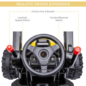 English Elm 6v Kids Electric Ride on Excavator with Adjustable Bucket Realistic Sounds Headlights W2225P155642
