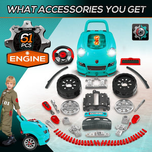 English Elm Kids Truck Engine Workshop Toy 61 Piece Mechanic Set with Sounds and Lights W2225P155632