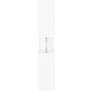 English Elm White 5-Tier Geometric Bookcase with Chrome Accents – Modern White Storage Shelves, 63.25"H Stylish Display for Books & Decor B062P153839