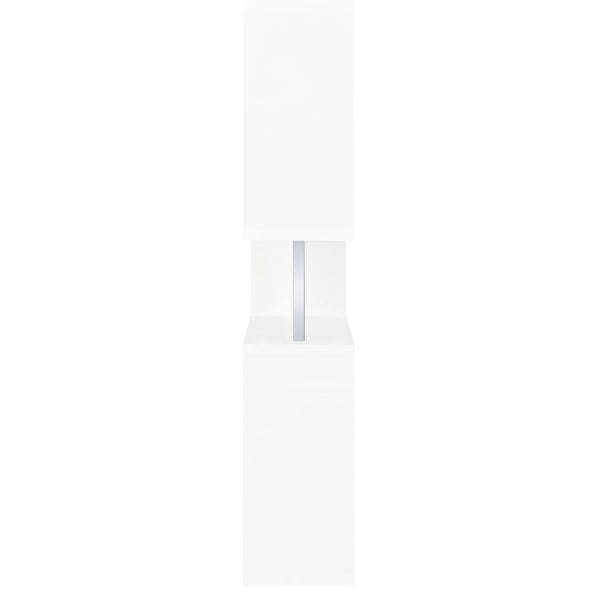 English Elm White 5-Tier Geometric Bookcase with Chrome Accents – Modern White Storage Shelves, 63.25"H Stylish Display for Books & Decor B062P153839